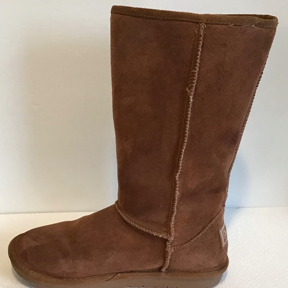 Skechers Womens 7.5 Brown Suede Mid-Calf Slip On Boots Sherpa Lining Round Toe - Picture 1 of 7